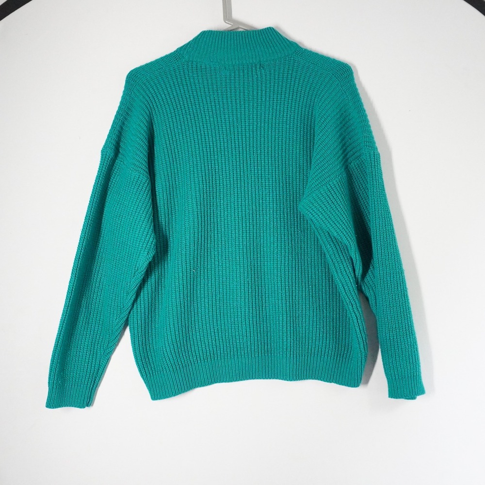 Amilano‎ Paris Milano New York Mock Neck Knit Sweater Medium Green Pocket - Picture 5 of 7